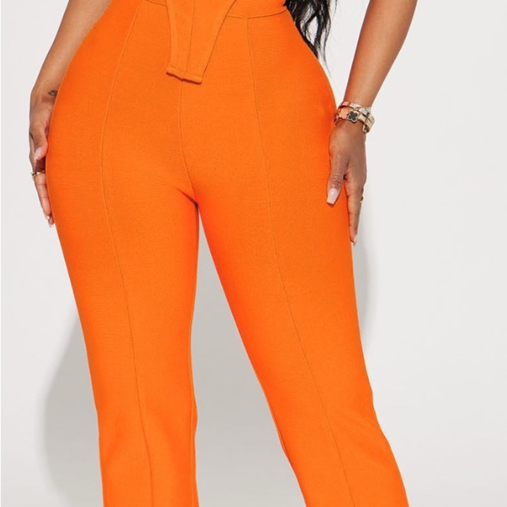 Vibrant Orange Boot Cut Pants Set